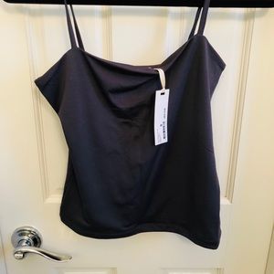 Cotton: On angular dark grey top